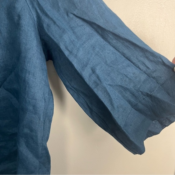 Seasalt Women's Top - teal Wild Fennel Button Through Linen Regular size 12 - Picture 9 of 10